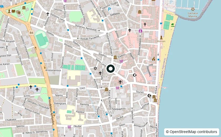 Street map showing the GRB Development office near the Larnaca seafront